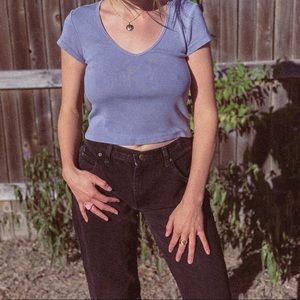 Cute Purple Lilac V Neck Crop Top ✨